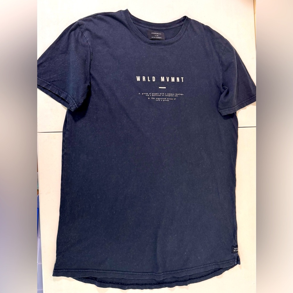 T-Shirt Men's Blue  Large WRLD MVMT  Graphic Short Sleeve
